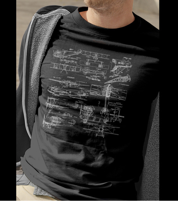 Aircraft Biplane Blueprint Patent Drawings 1924 Curtis Wright Aero T-Shirt