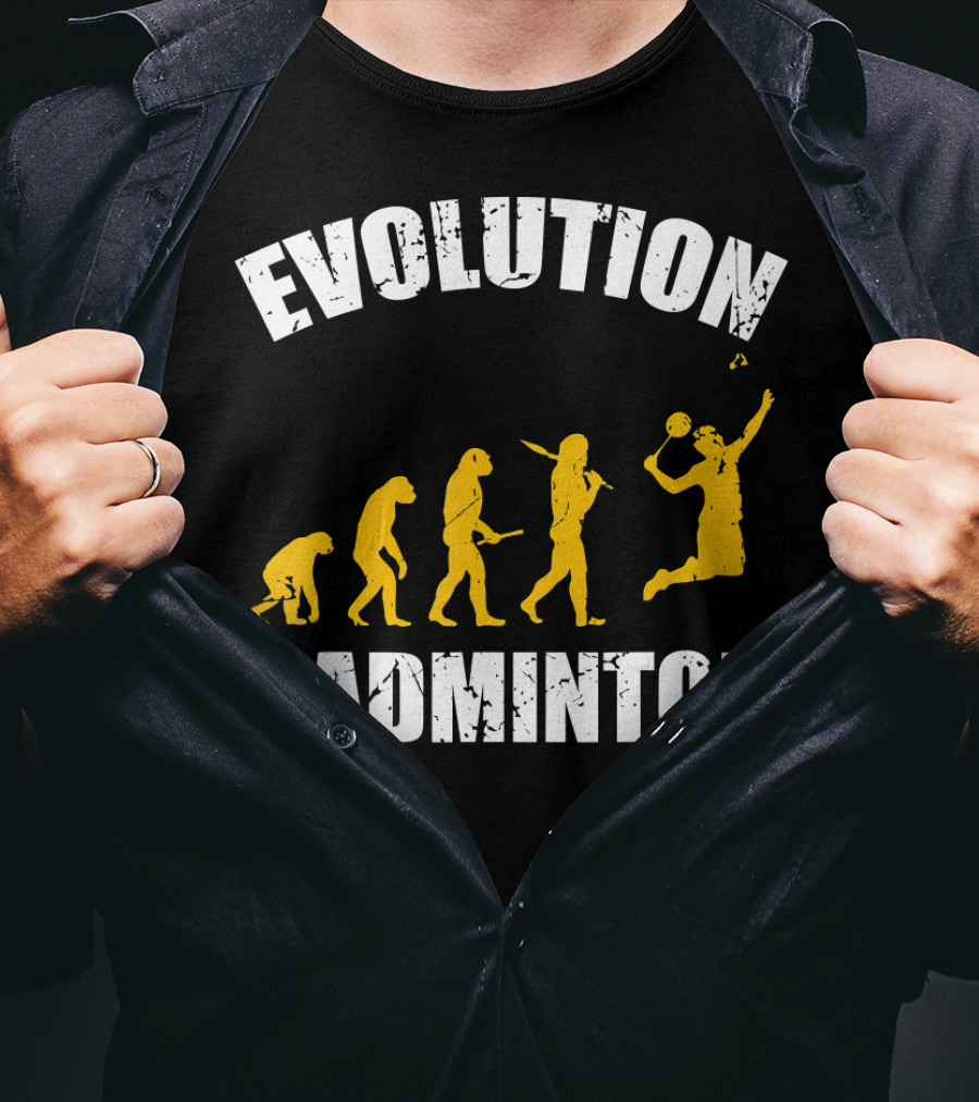 Evolution Of Badminton Fitness Enthusiast T-Shirt