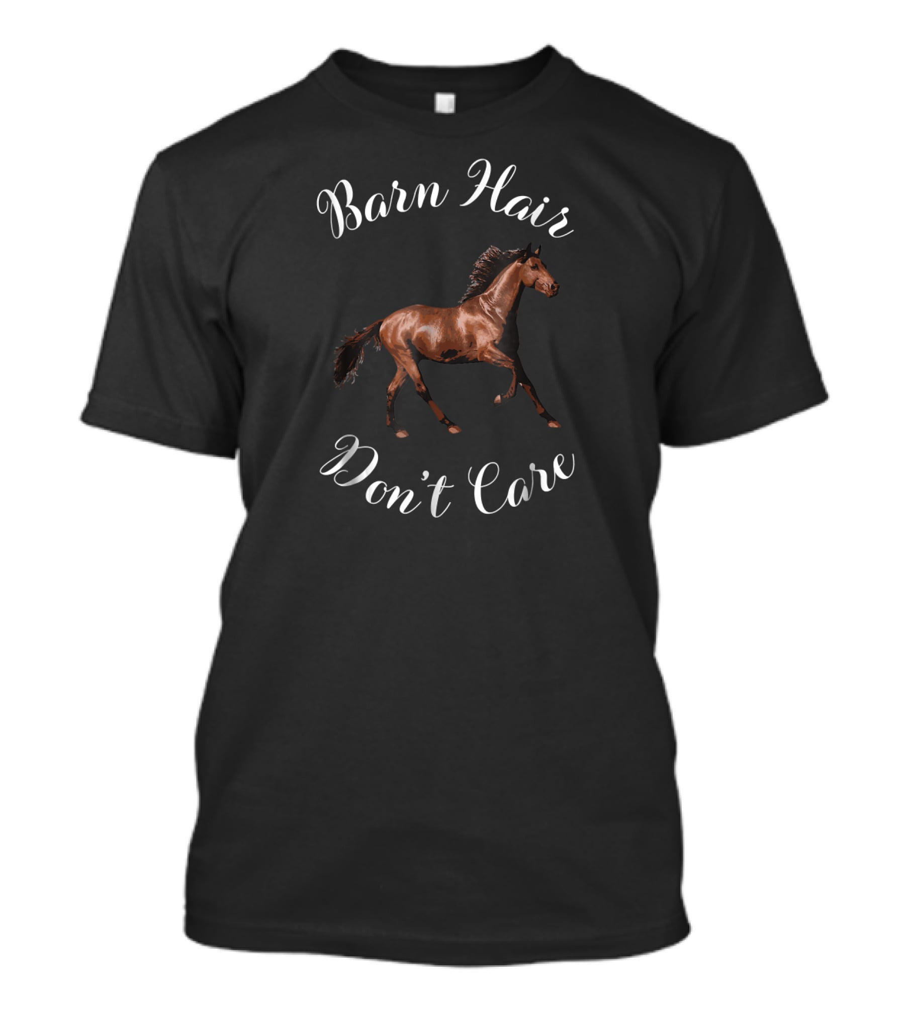 Barn Hair Don't Care Horse Rider Galloping Horse T-Shirt