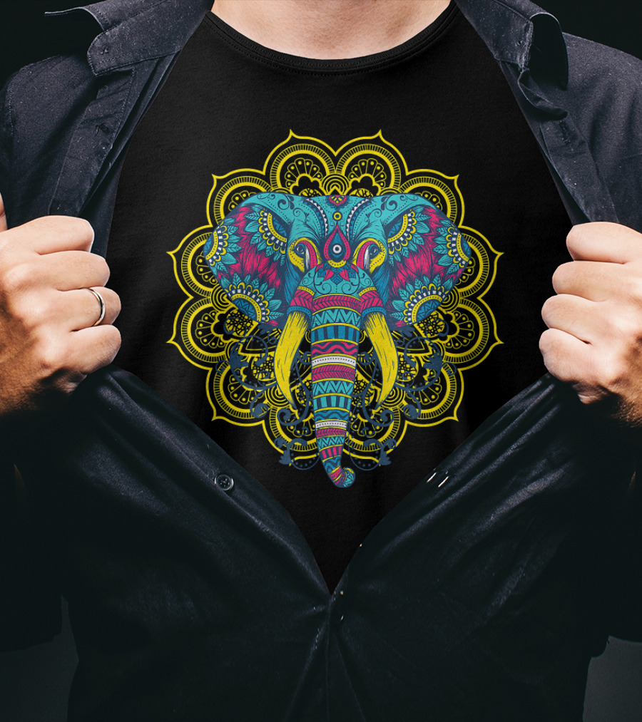 Elephant Lover Colorful Elephant Mandala T-Shirt