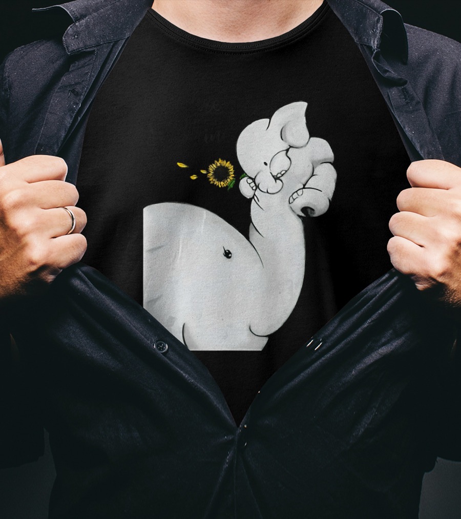 Elephant You Are My Sunshine With Flower And Baby Elephant Hugging T-Shirt