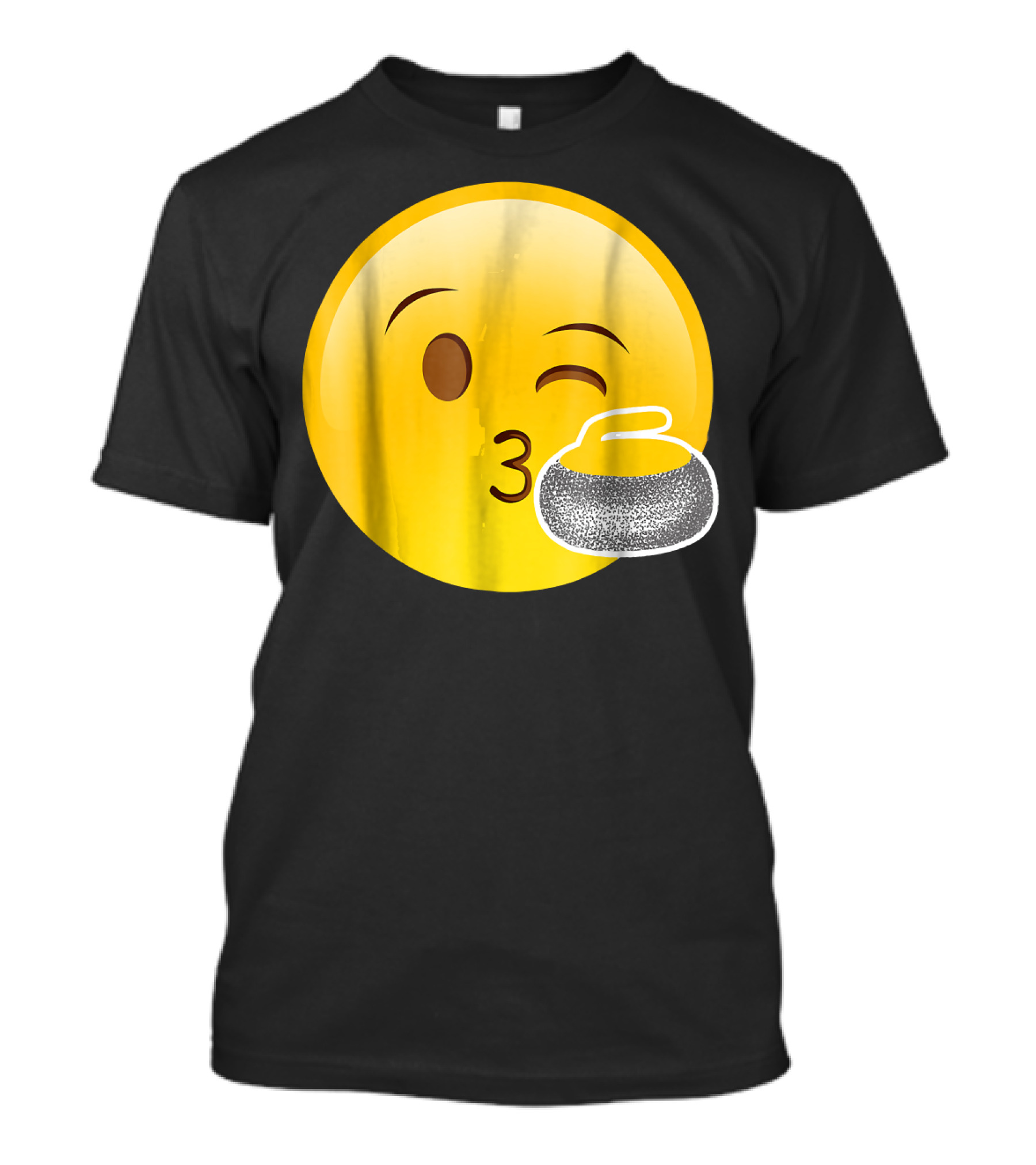 Emoji Kiss Winking Face Curling Stone Awesome Sport League T-Shirt