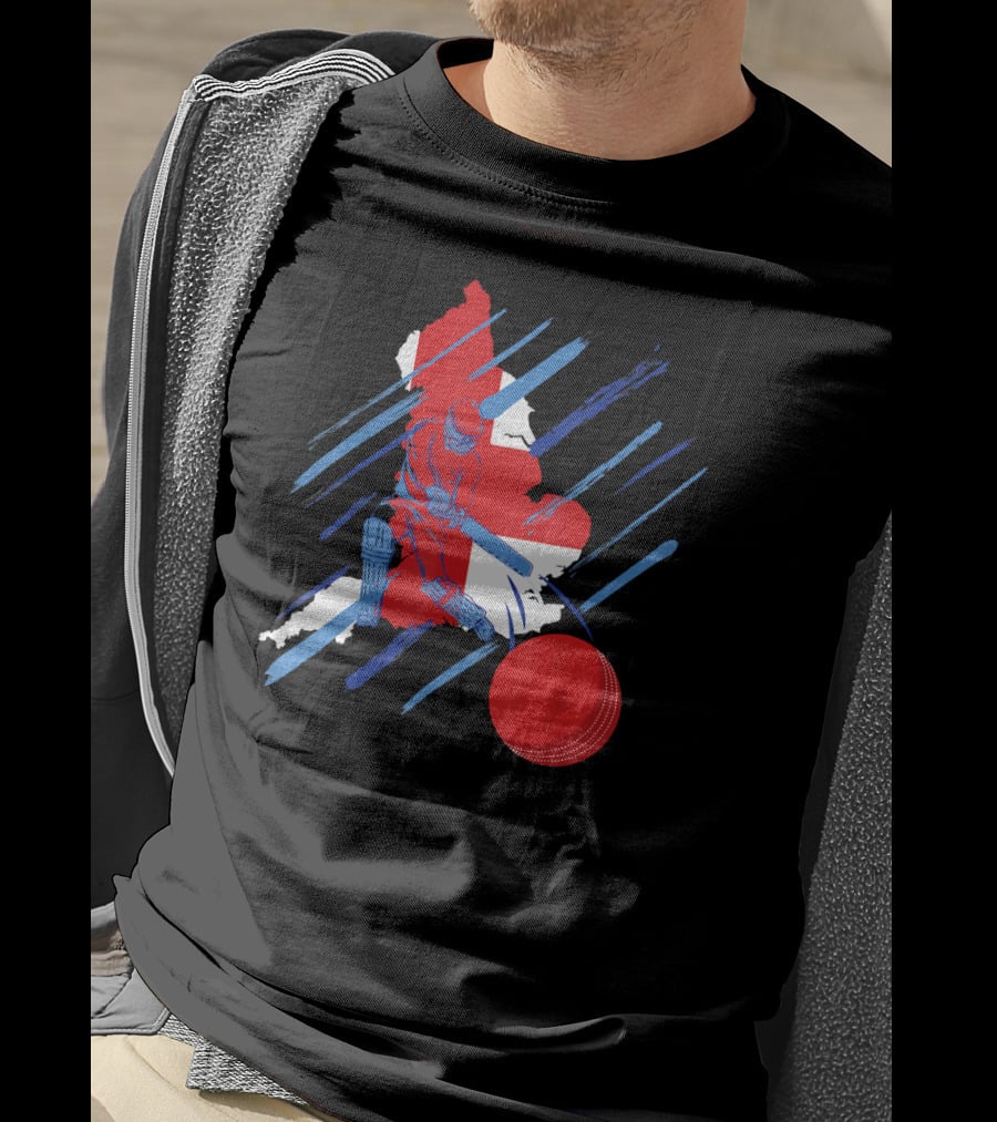 England Cricket Fan Player Country Flag Bat Ball T-Shirt