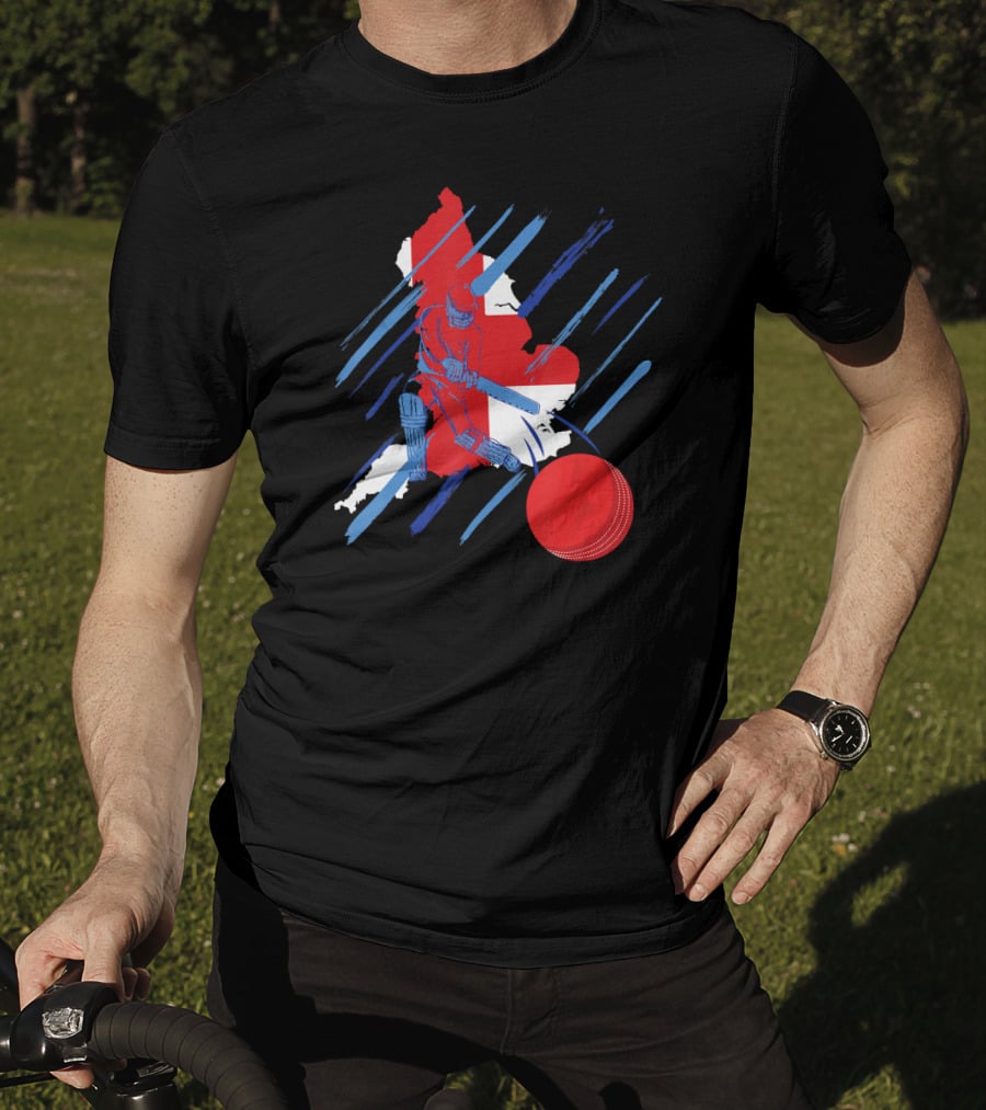 England Cricket Fan Player Country Flag Bat Ball T-Shirt