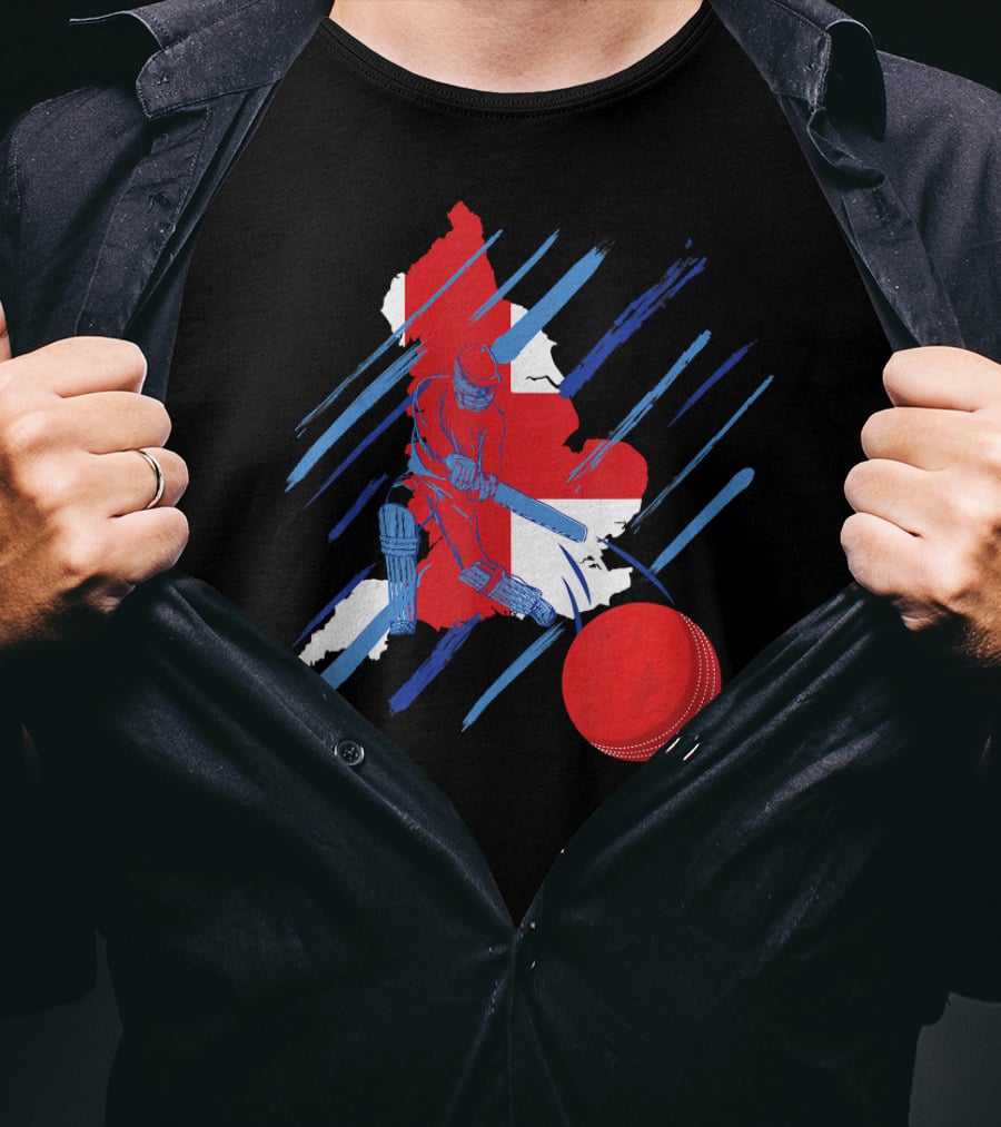 England Cricket Fan Player Country Flag Bat Ball T-Shirt