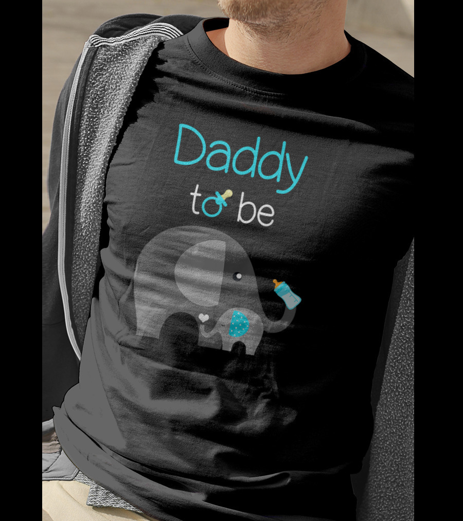 Daddy To Be Elephant Baby Shower With Baby Bottle And Pacifier T-Shirt