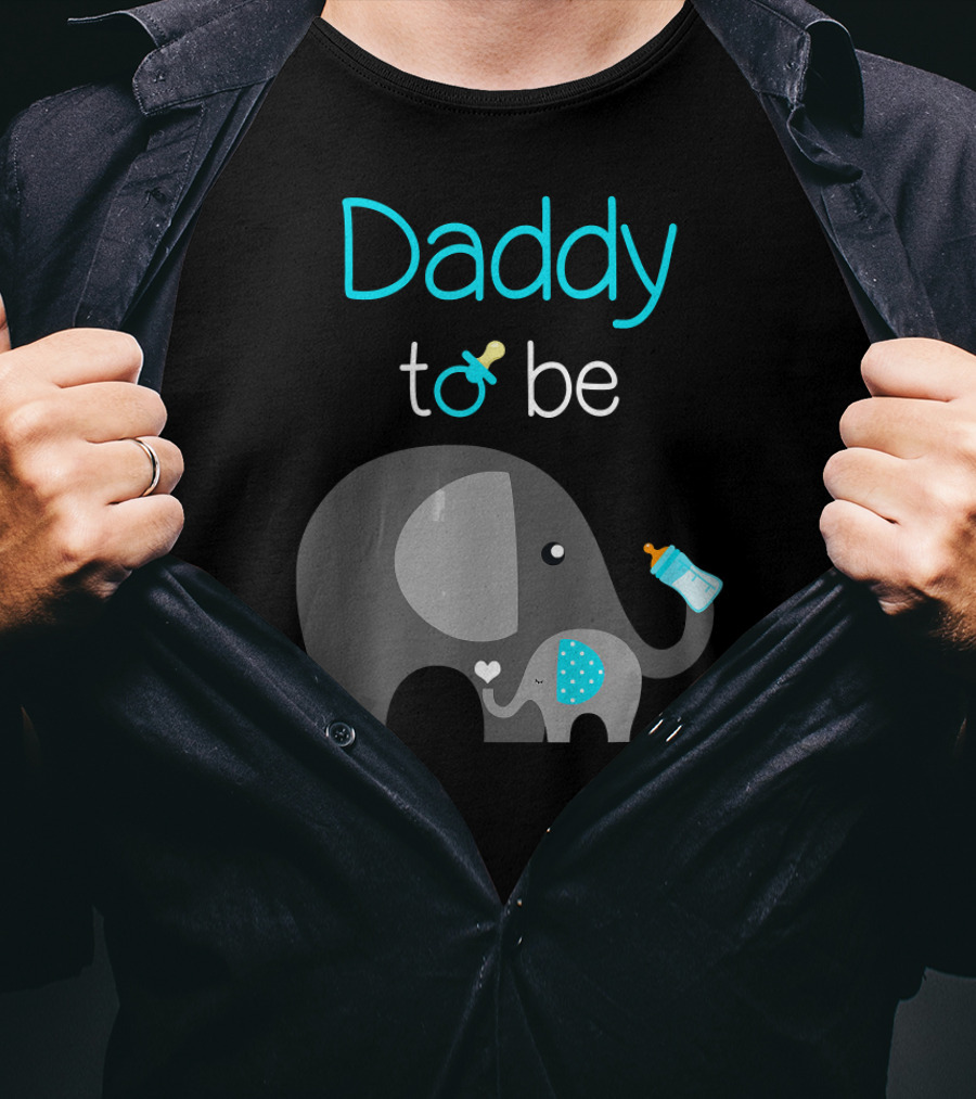 Daddy To Be Elephant Baby Shower With Baby Bottle And Pacifier T-Shirt