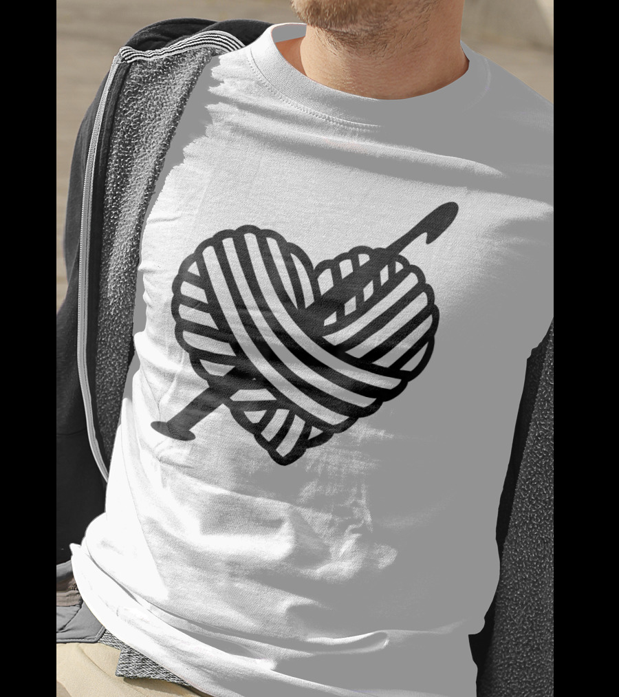 I Love Crochet Yarn Heart With Crochet Hook T-Shirt