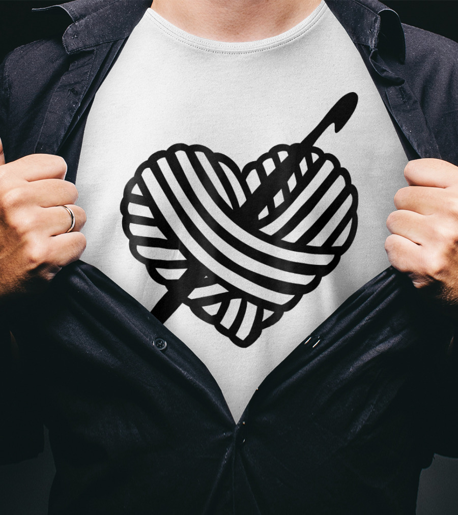I Love Crochet Yarn Heart With Crochet Hook T-Shirt