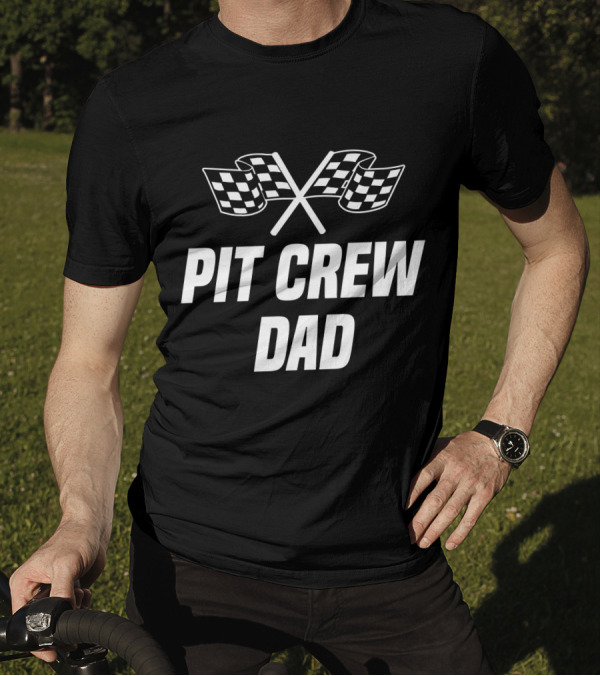 Pit Crew Dad Racing Checkered Flags T-Shirt