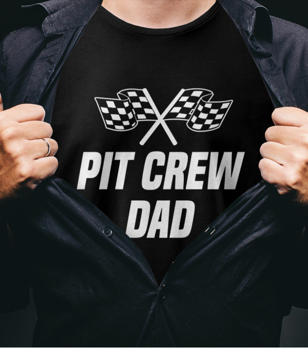 Pit Crew Dad Racing Checkered Flags T-Shirt