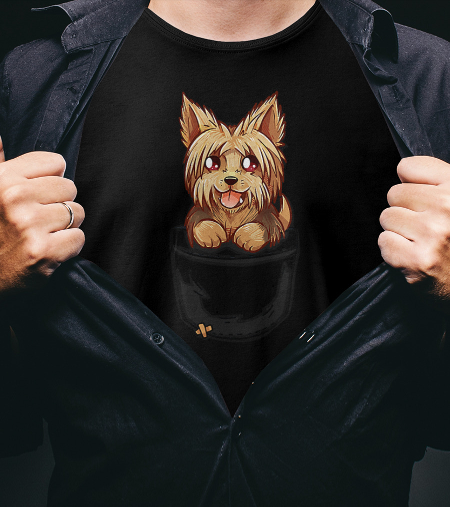 Pocket Cute Yorkie Yorkshire Terrier Pup Iconic Look T-Shirt