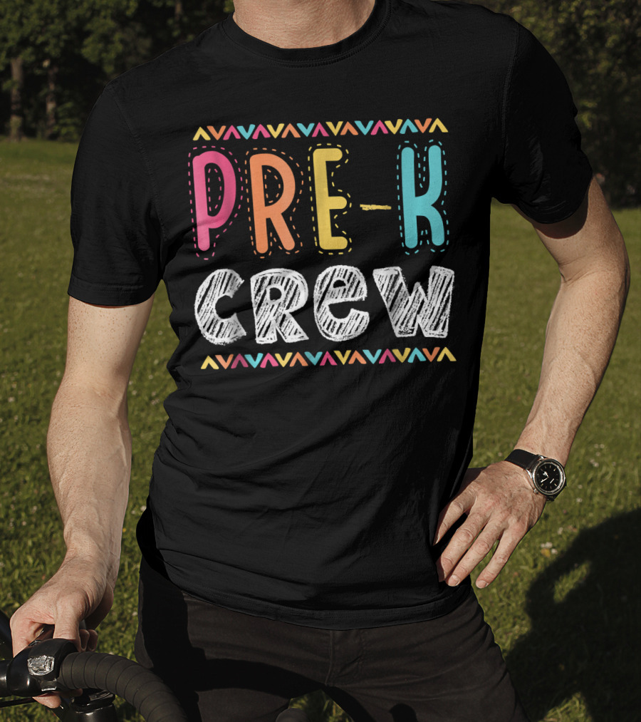 Pre K Crew Colorful Preschool Teacher Vibrant Chevron T-Shirt