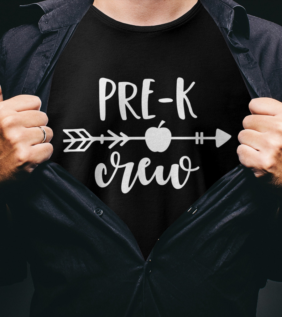 Pre K Crew Apple Arrow Teacher T-Shirt