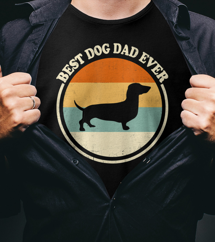Best Dog Dad Ever Vintage Dachshund T-Shirt
