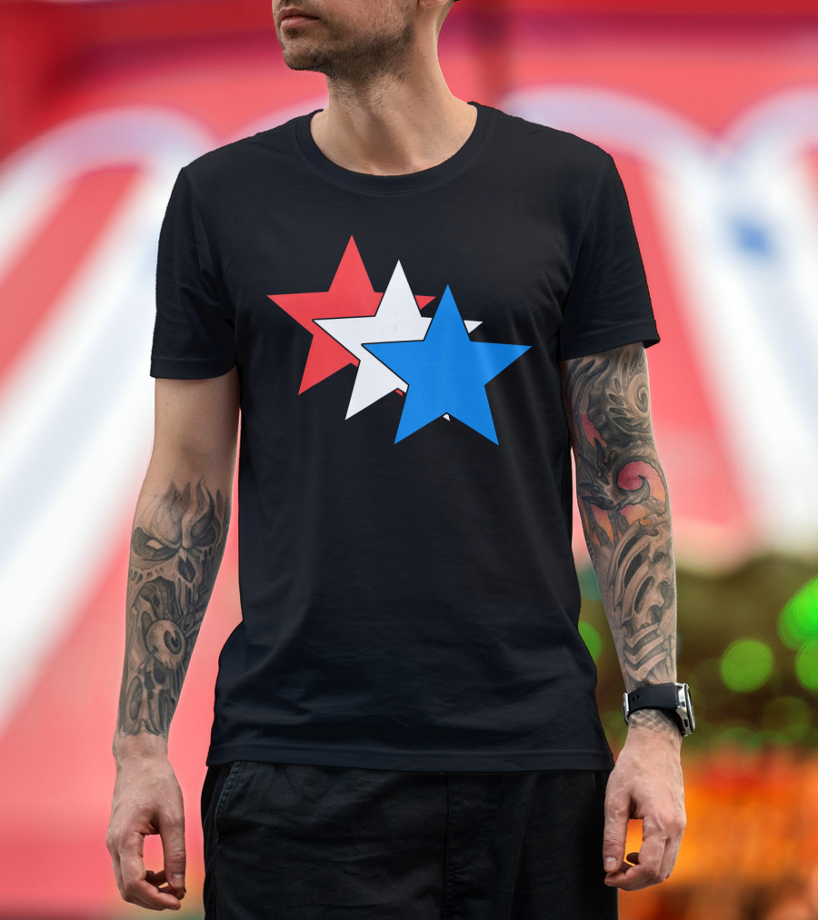 3 Three Stars Red White Blue American USA Fourth T-Shirt