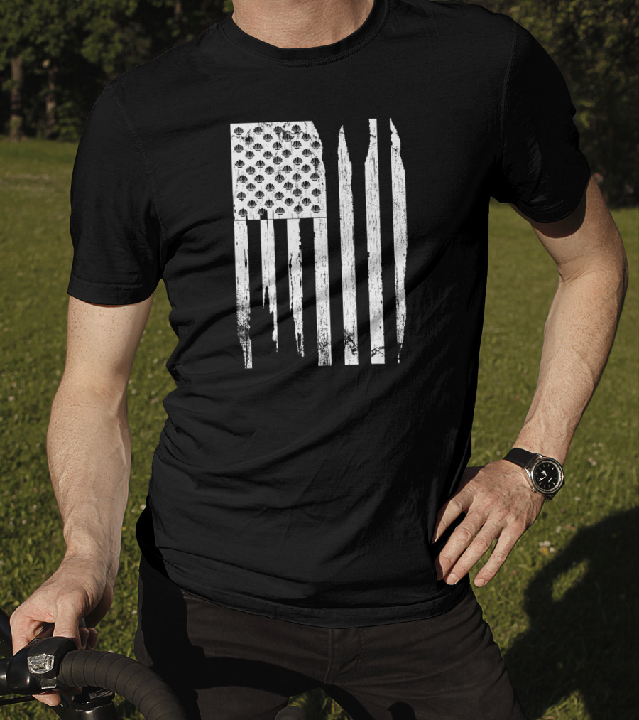 Distressed American Flag Mermaid Scales Fourth Of July T-Shirt