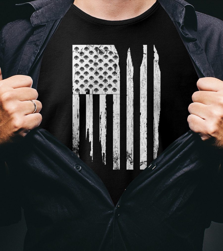 Distressed American Flag Mermaid Scales Fourth Of July T-Shirt