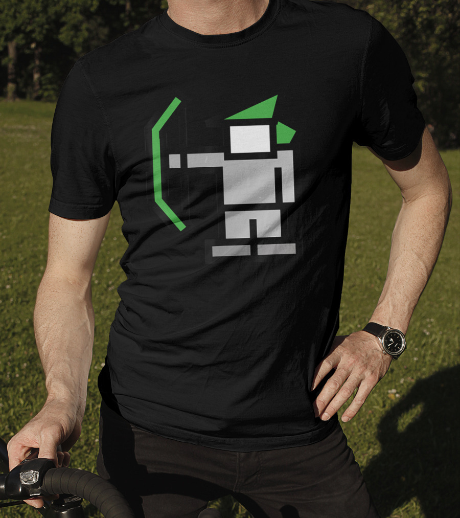 8bit Robin Hood Pixel Bow And Green Hat T-Shirt