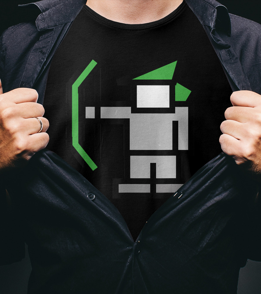 8bit Robin Hood Pixel Bow And Green Hat T-Shirt