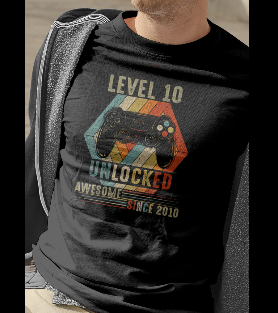 Level 10 Unlocked Awesome Gamer Since 2010 T-Shirt