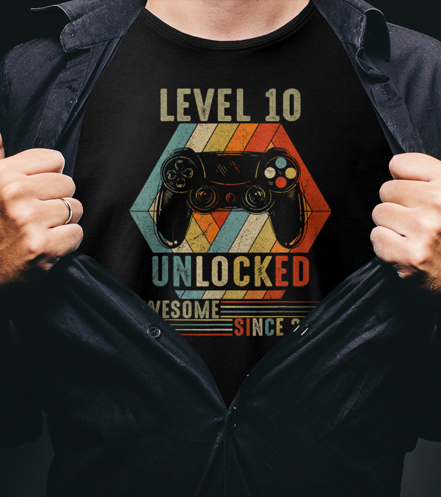 Level 10 Unlocked Awesome Gamer Since 2010 T-Shirt