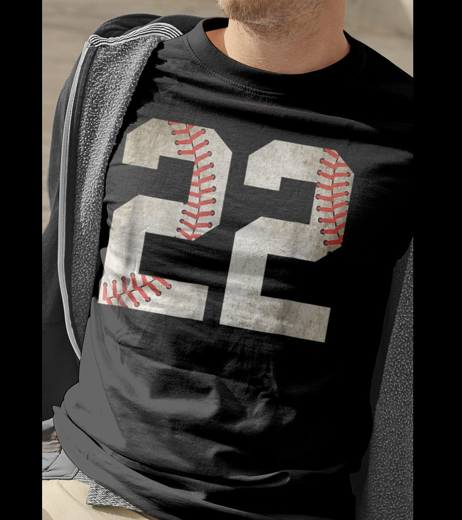 22 Dirt Stitched Baseball Number T-Shirt