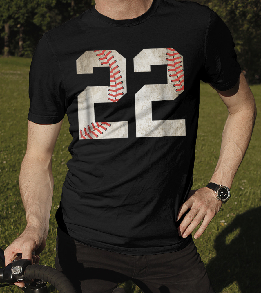 22 Dirt Stitched Baseball Number T-Shirt