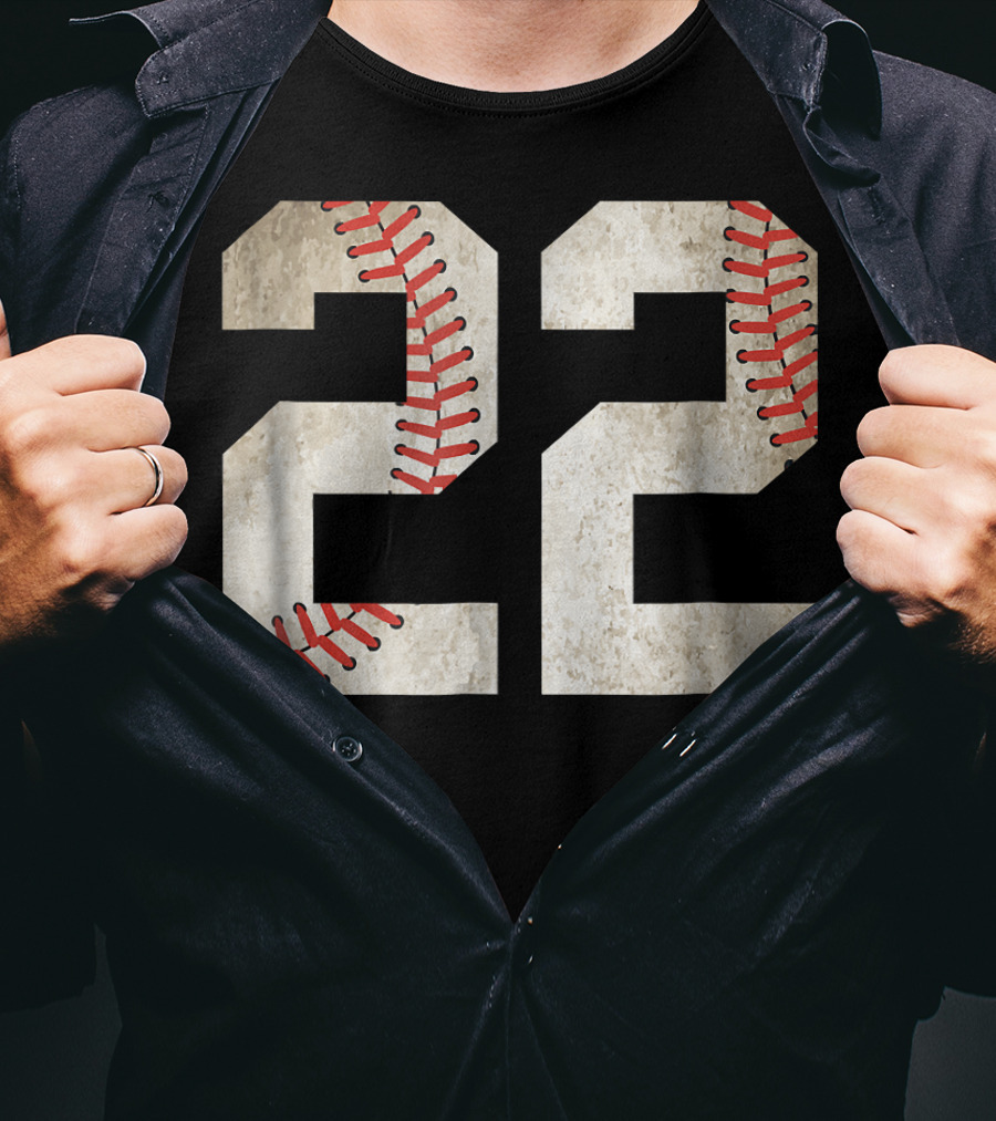 22 Dirt Stitched Baseball Number T-Shirt
