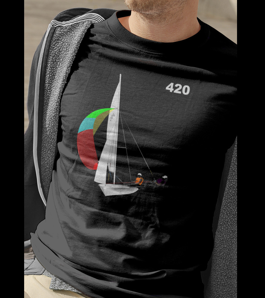 420 Sailing Dinghy Vibrant Spinnaker Racing T-Shirt