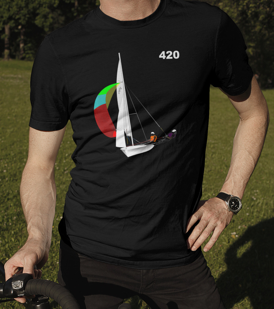 420 Sailing Dinghy Vibrant Spinnaker Racing T-Shirt