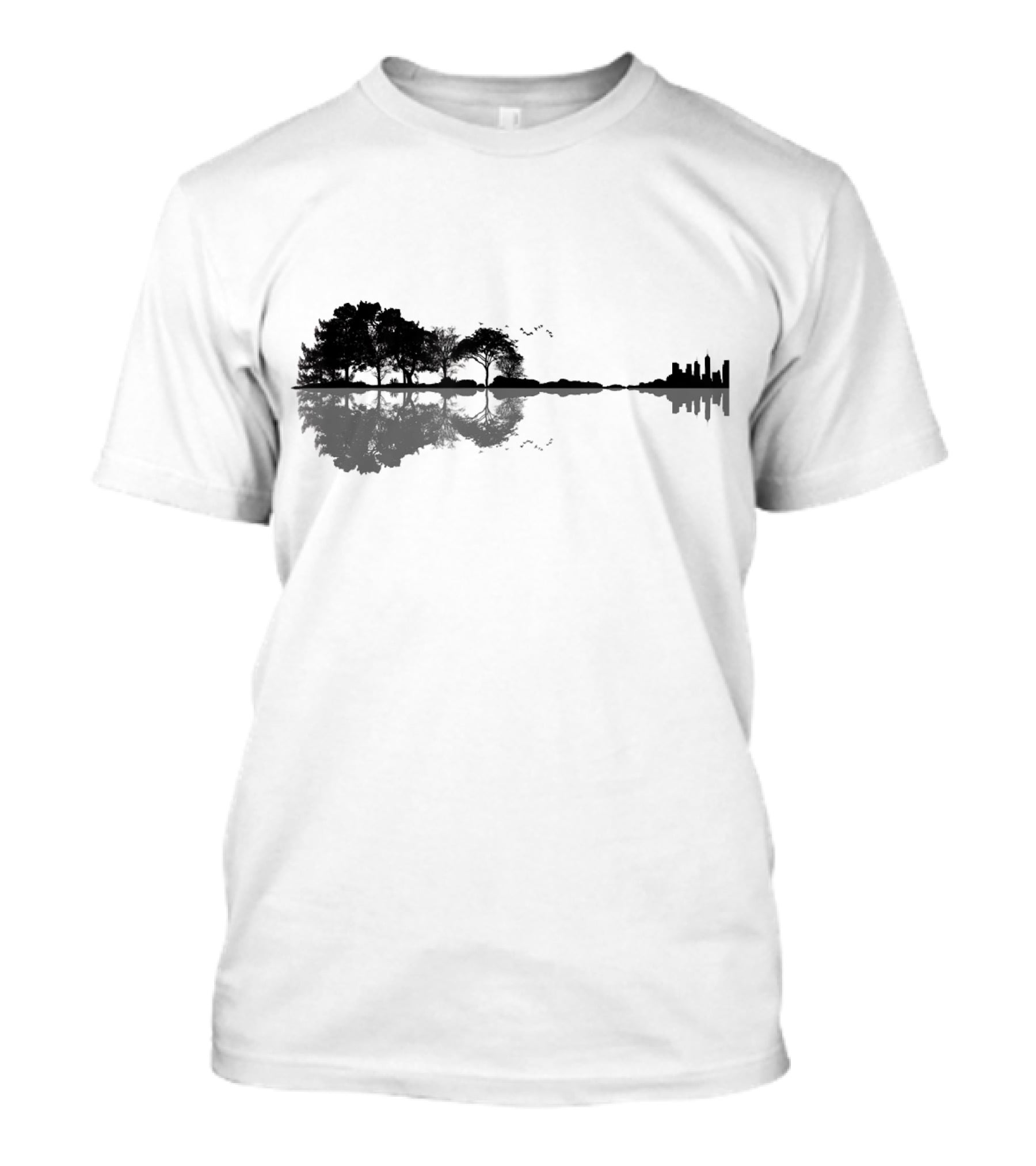 Acoustic Guitar Forest Reflection Nature Music T-Shirt