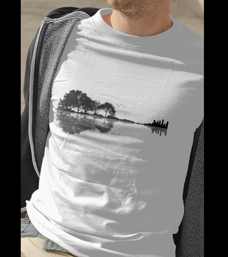 Acoustic Guitar Forest Reflection Nature Music T-Shirt