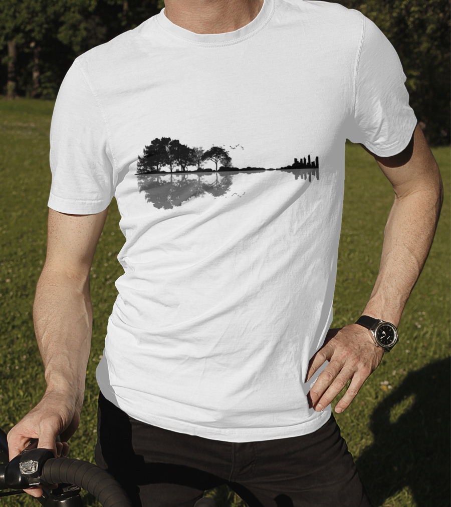 Acoustic Guitar Forest Reflection Nature Music T-Shirt