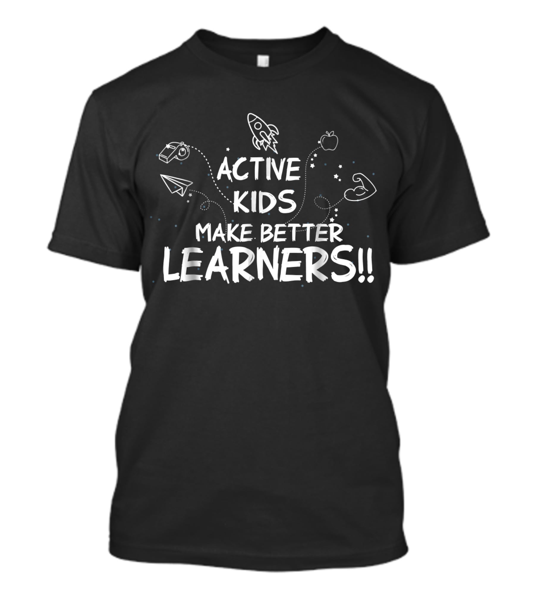 Active Kids Make Better Learners Rocket Apple Paper Airplane Fitness T-Shirt