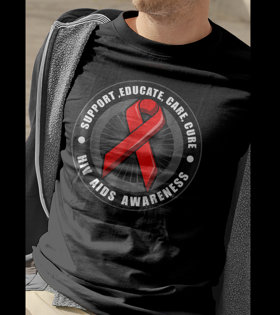 HIV AIDS Awareness Support Educate Care Cure T-Shirt