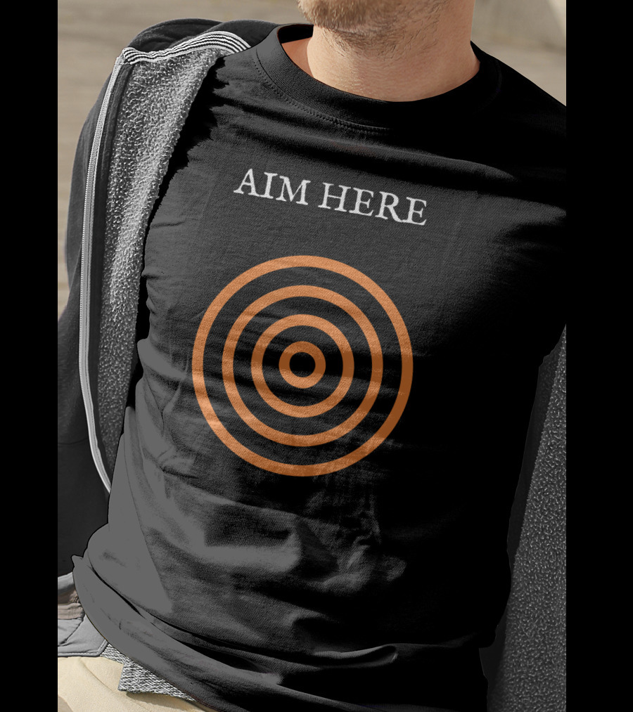 Aim Here Bullseye Target Funny Creative Bull T-Shirt