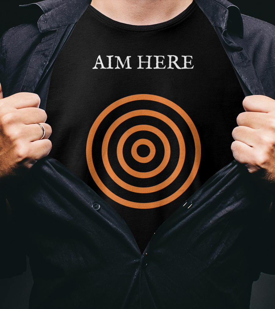 Aim Here Bullseye Target Funny Creative Bull T-Shirt