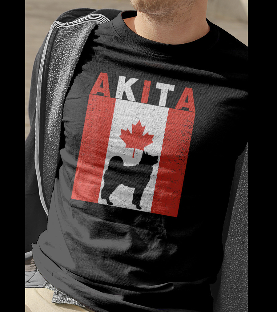AKITA AKITA Canadian Flag Maple Leaf Dog T-Shirt