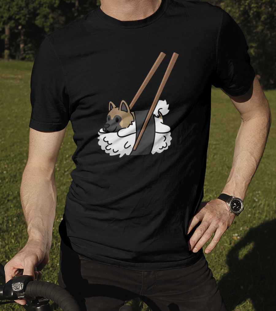 Akita Inu Sushi Roll With Chopsticks Funny Dog T-Shirt