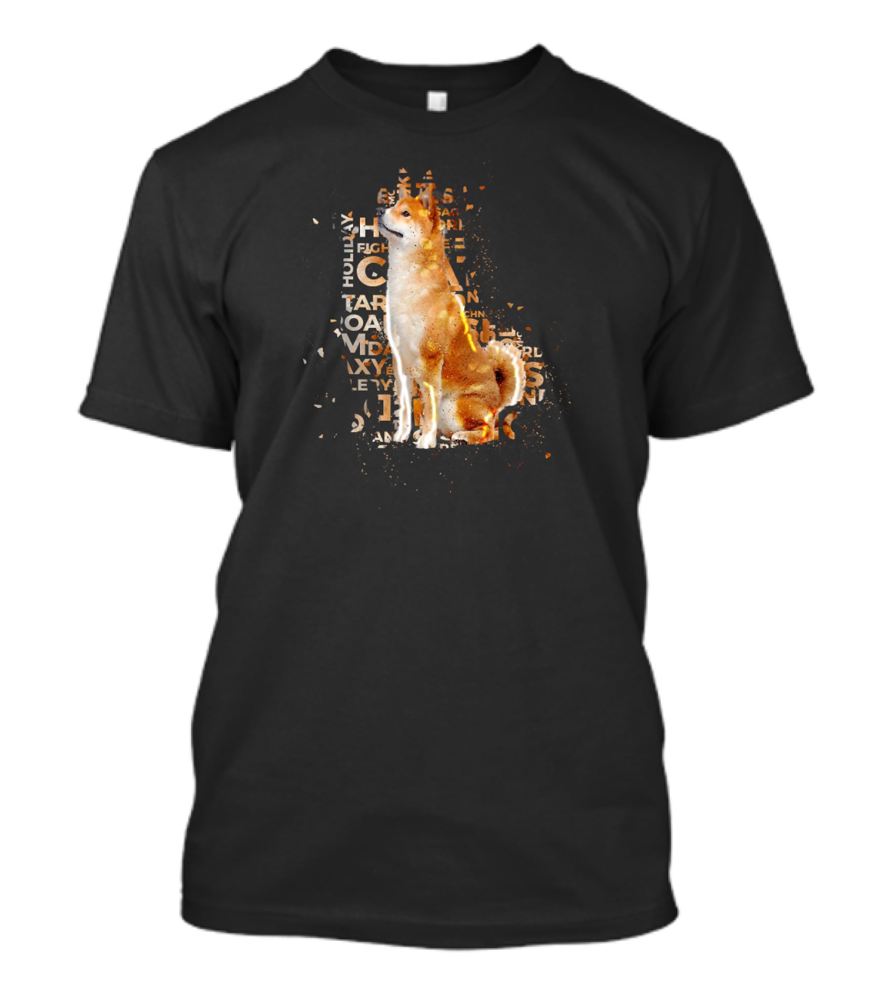 Akita Typography Awe With Text Collage And Dog T-Shirt