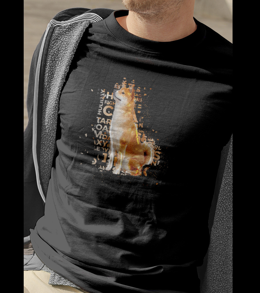 Akita Typography Awe With Text Collage And Dog T-Shirt