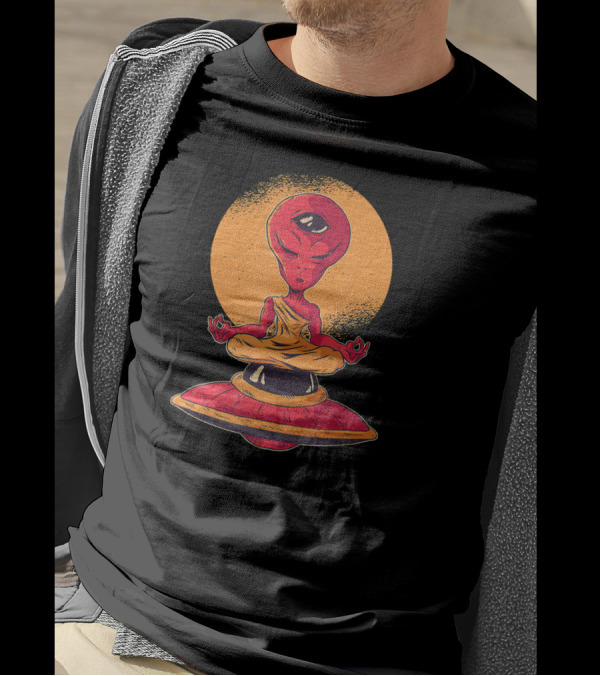 Alien Monk Meditation With Third Eye UFO Enlightenment T-Shirt