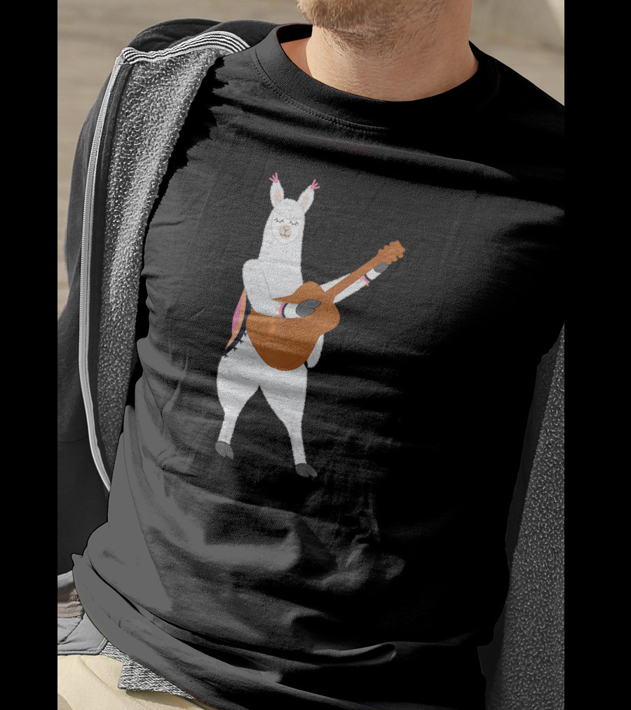 Alpaca Playing Classical Guitar Music With Llama T-Shirt