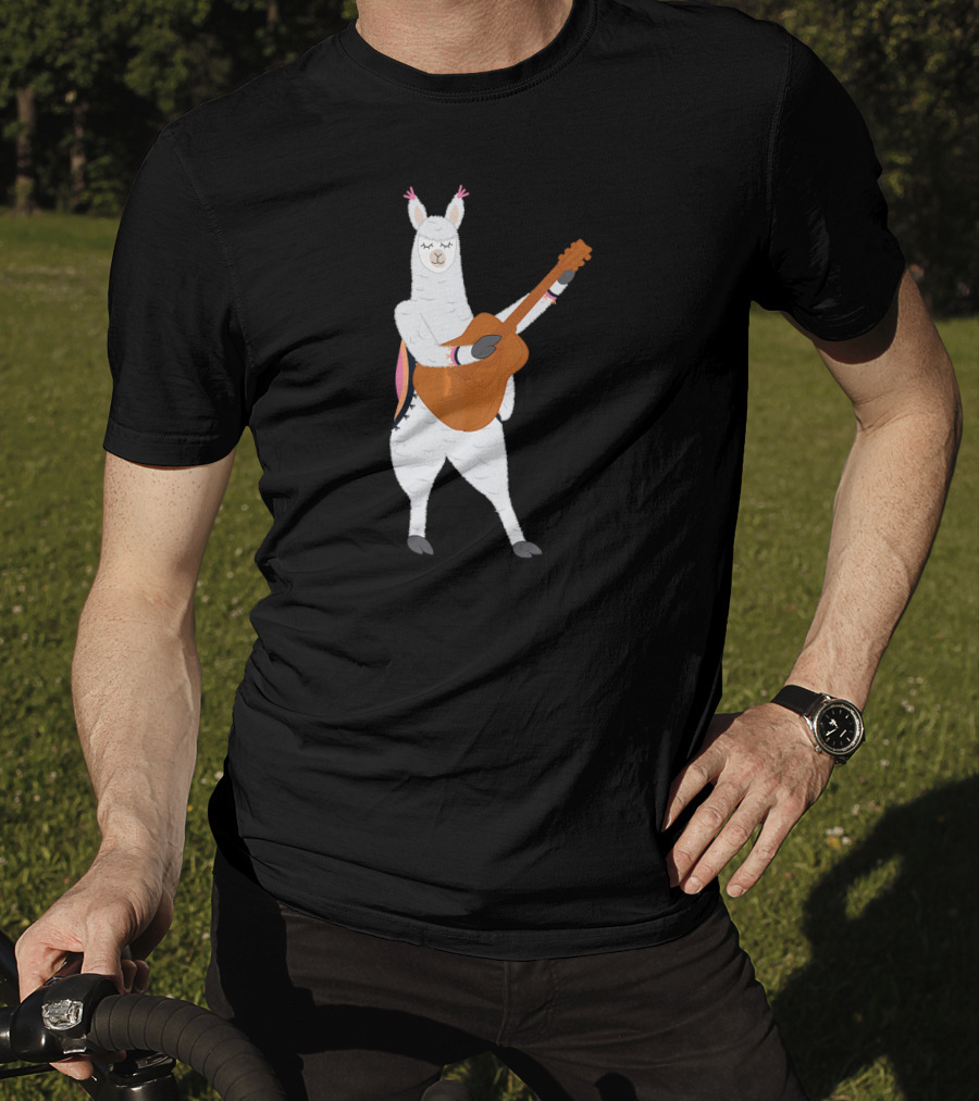 Alpaca Playing Classical Guitar Music With Llama T-Shirt