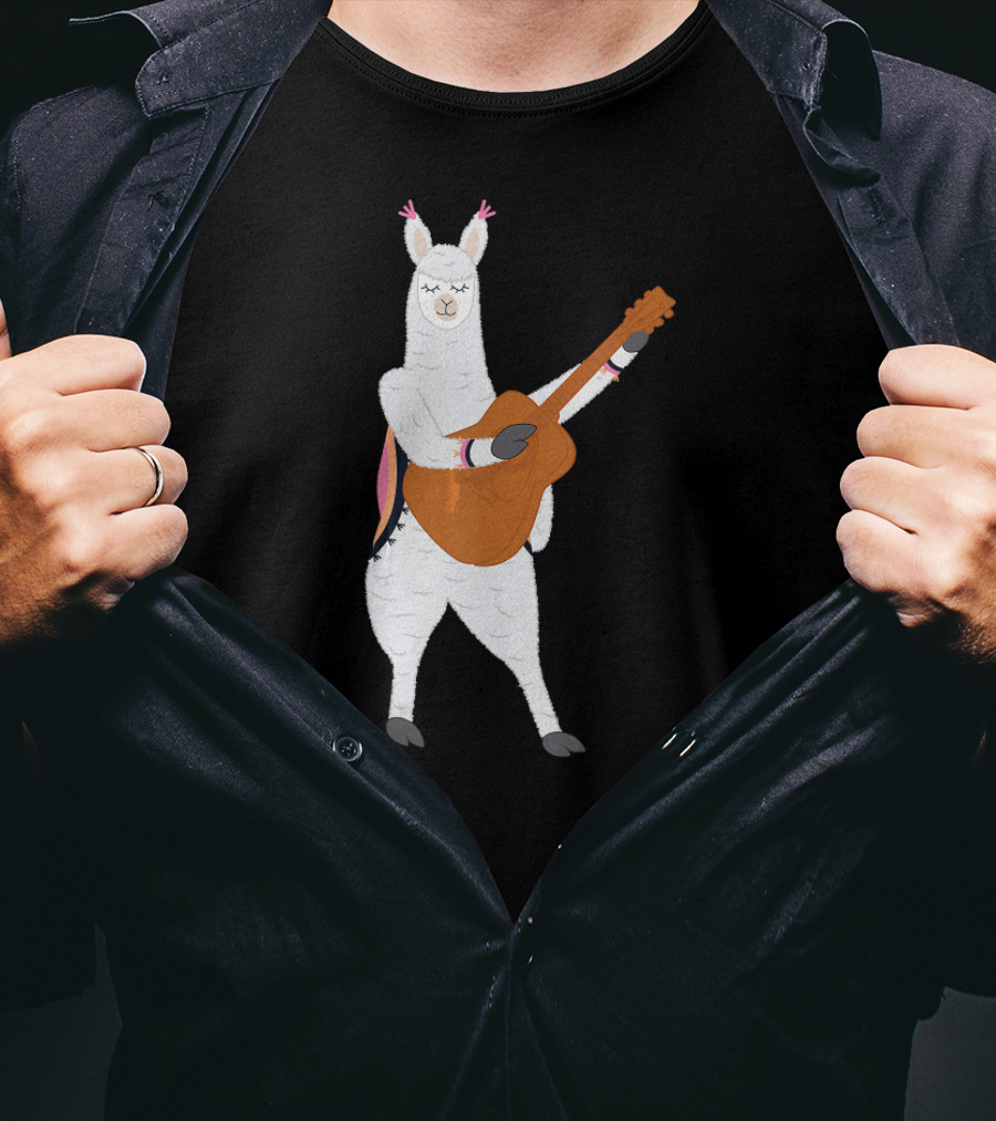 Alpaca Playing Classical Guitar Music With Llama T-Shirt