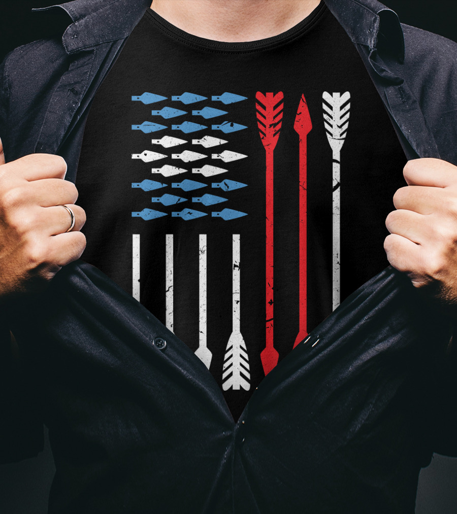 American Flag Arrow Archery Vintage Distressed Stars And Stripes Arrows T-Shirt