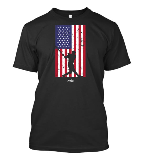 American Flag Baseball Silhouette TeeHive T-Shirt