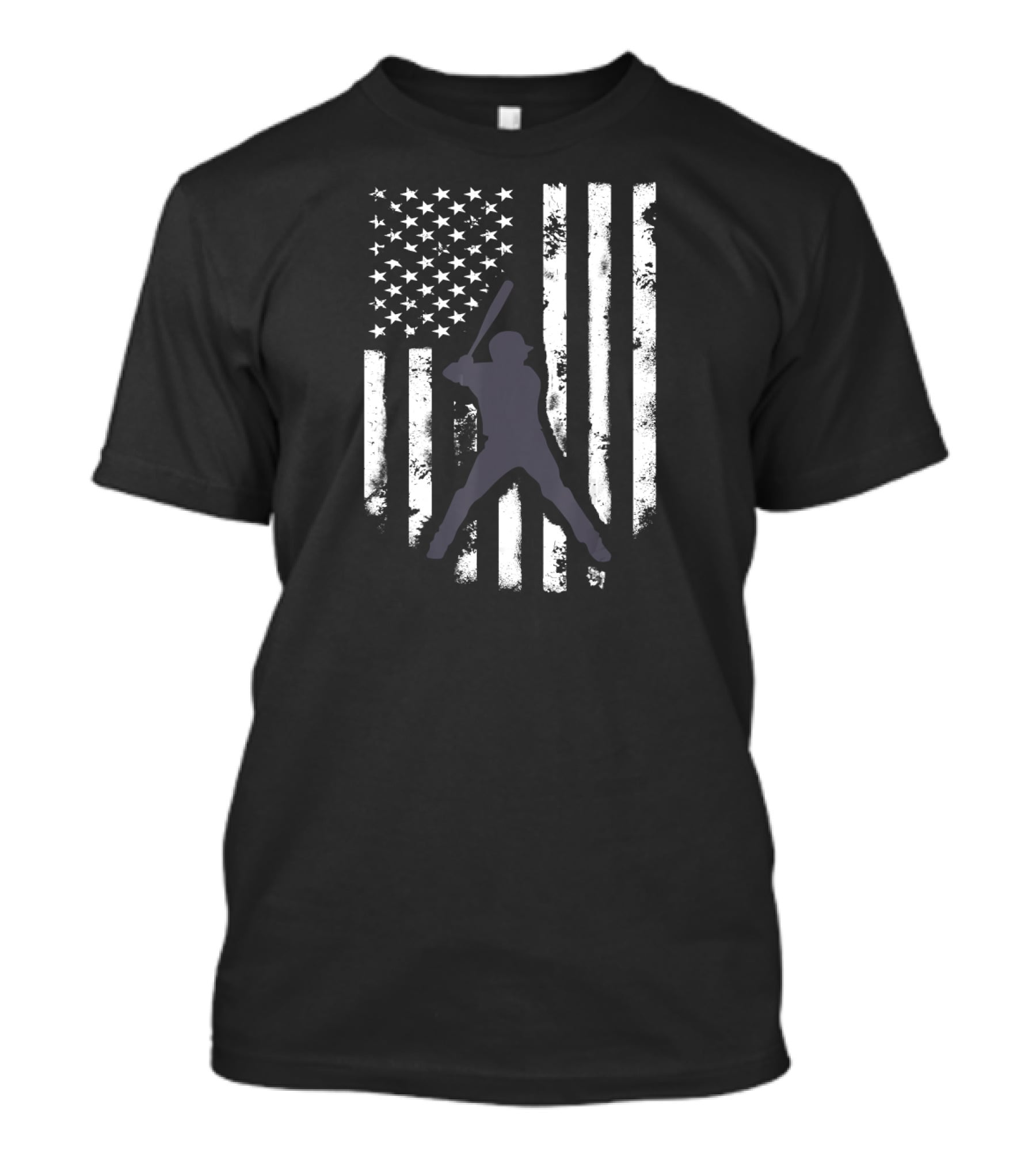 American Flag Distressed Baseball Batter T-Shirt