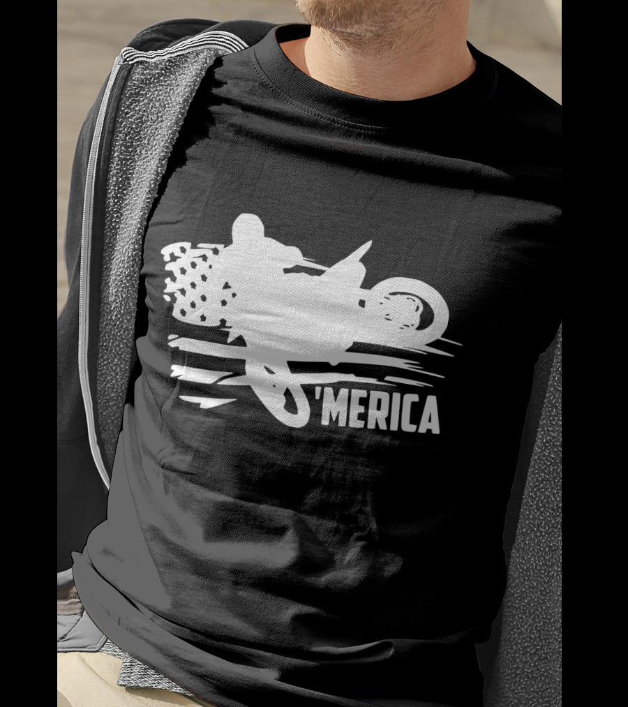American Flag Dirt Bike 'Merica T-Shirt